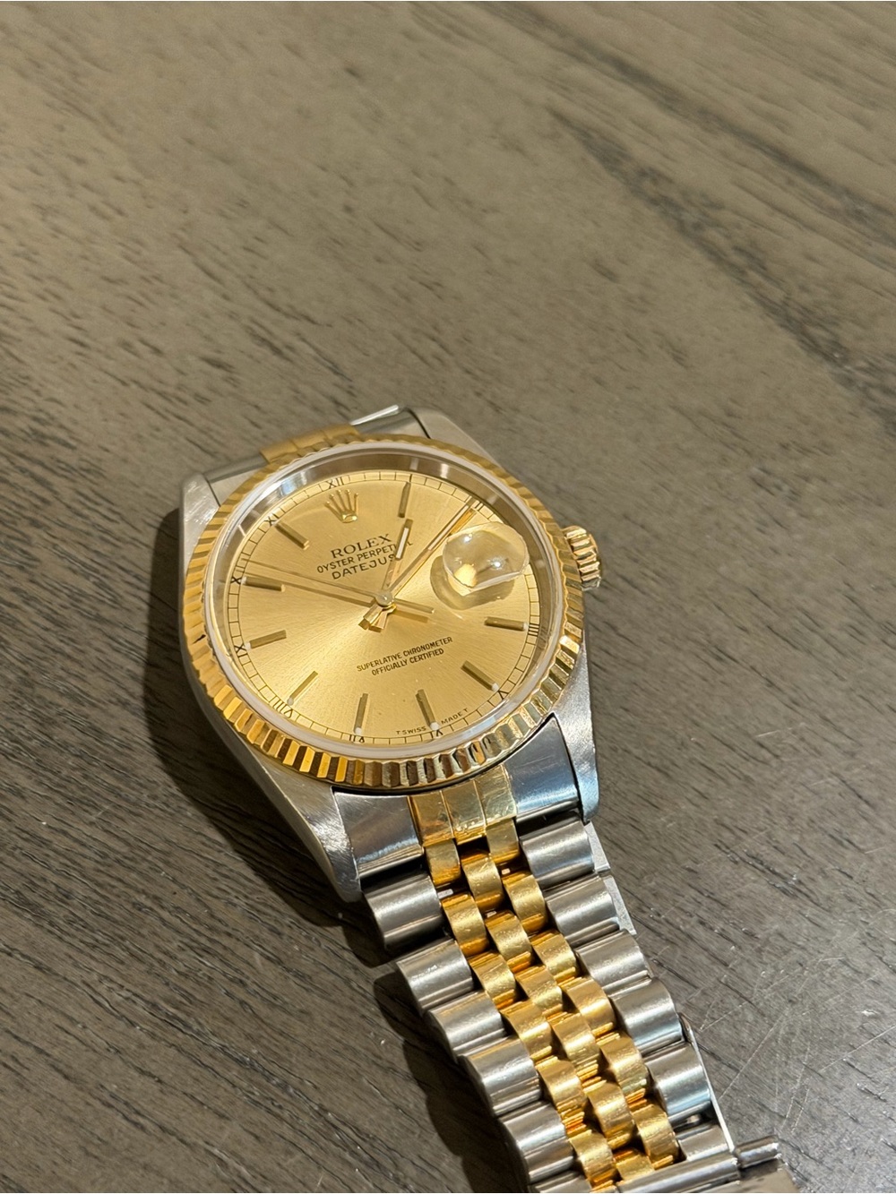 ROLEX Datejust 36mm Automatic Champagne Dial Two-Tone Jubilee Fluted Bezel Watch - Picture 12 of 15